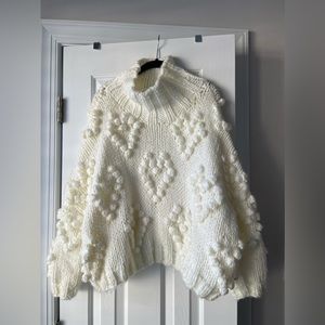 Chicwish White Hearts Sweater